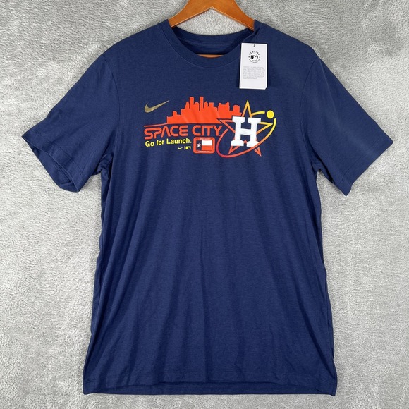 Houston Astros Shirt Mens Large Navy Blue Space City MLB Baseball Nike Tee - Picture 1 of 10